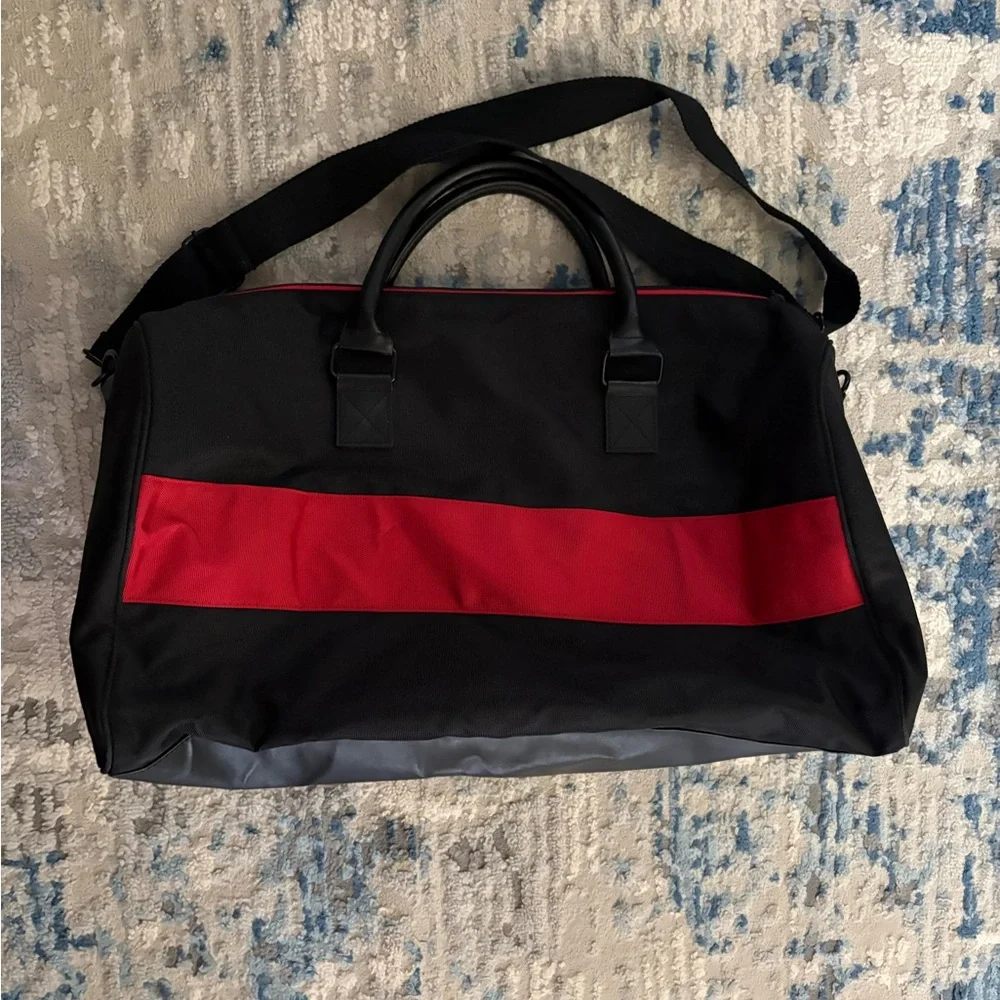 Polo by Ralph Lauren Black Duffel Bag with Red Stripe Gym Travel Weekender